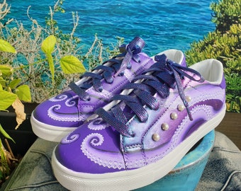 Purple tentacle custom sneakers.