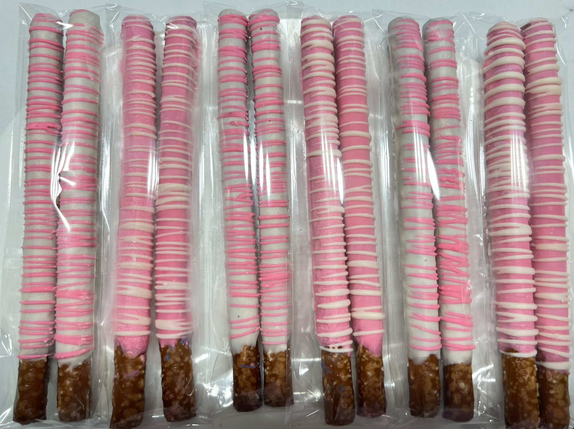 Pink & White Chocolate Covered Pretzels