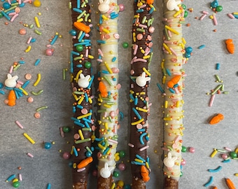 Easter Themed Chocolate Covered Pretzels