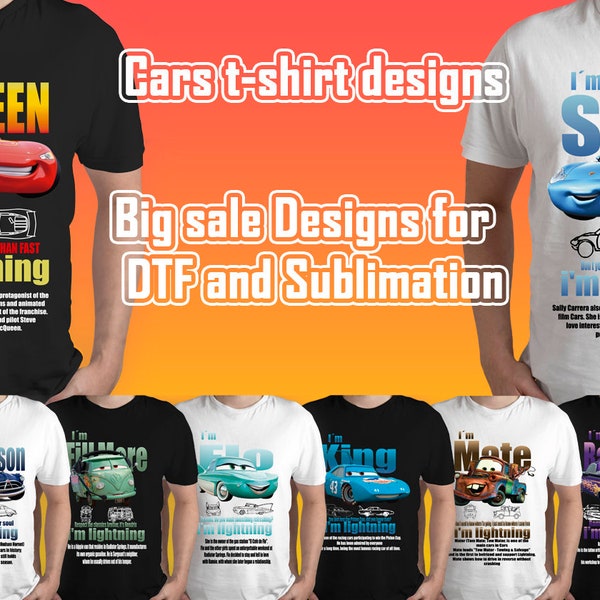 T-shirt designs of cars all characters