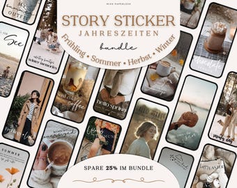 Instagram Story Sticker Jahreszeiten, Bundle mit Frühling, Sommer, Herbst und Winter Storystickern