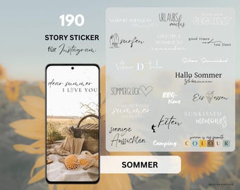 Instagram Story Sticker Sommer | digitale Sticker Jahreszeiten | Sommerzeit digital | Juni Sonne Sticker | Story Sticker Urlaub | Pool