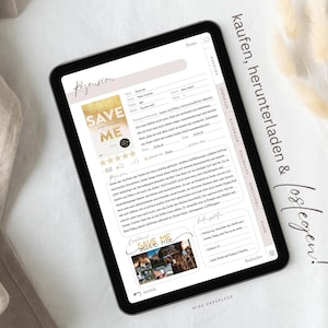 Digital läsdagbok (tyska) | Bokdagbok för Goodnotes etc. | 270 recensioner | Bullet journal för bokhyllor | Läsplanerare för bokälskare bild 10