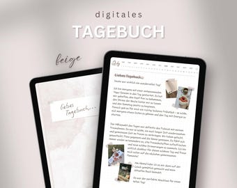 digitales Tagebuch deutsch, dein undatiertes Journal für 5 Minuten Selbstfürsorge in kariert, liniert, gepunktet und blanko in beige
