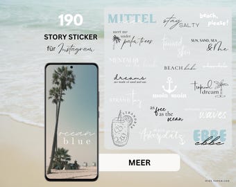 Instagram Story Sticker Meer | digitale Sticker Ozean | Instasticker Reise | Strand Sticker digital | Sticker Sommer Urlaub | Meerliebe