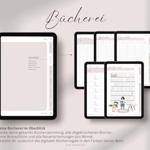 Digital läsdagbok (tyska) | Bokdagbok för Goodnotes etc. | 270 recensioner | Bullet journal för bokhyllor | Läsplanerare för bokälskare bild 4
