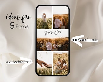 Save the Date digital | minimalistische Save the Date Karte mit Bildern | Hochzeitseinladung mit Fotos | WhatsApp Einladung Hochzeit