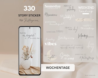 Instagram Sticker Wochentage | Alltag Story Sticker | tägliche Instasticker | digitale Sticker Woche | Basic Story Sticker | Wochenende