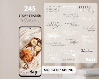 Instagram Story Sticker guten Morgen, guten Abend, gute Nacht | tägliche basic Storysticker für deinen Alltag