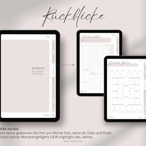 Digital läsdagbok (tyska) | Bokdagbok för Goodnotes etc. | 270 recensioner | Bullet journal för bokhyllor | Läsplanerare för bokälskare bild 5