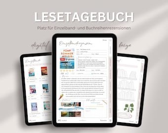 Digital reading diary German, your book journal for book series & individual volumes for Goodnotes and much more, beige