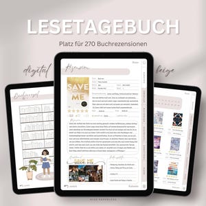 Digital reading journal (German) | Book journal for Goodnotes etc. | 270 reviews | Bullet journal for bookshelves | Reading planner for book lovers