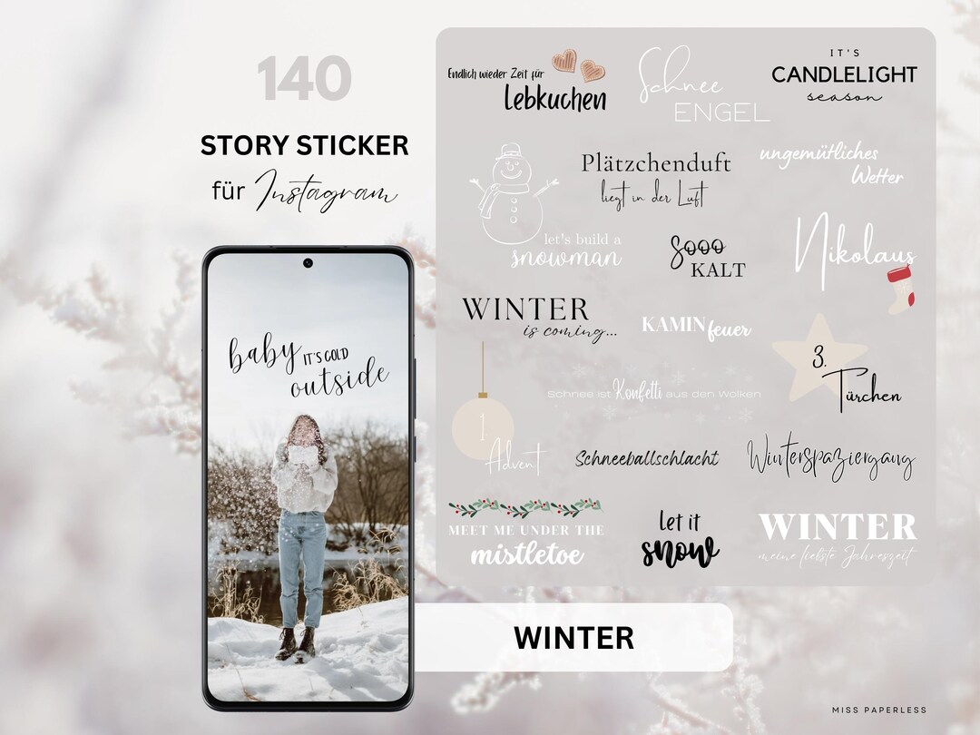 Instagram Story Stickers Winter | Digital Seasons Stickers | Digital ...