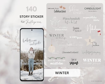 Instagram Story Sticker Winter | Sticker Jahreszeiten digital | digitale Sticker Schnee | Story Sticker Weihnachten | Story Sticker Advent