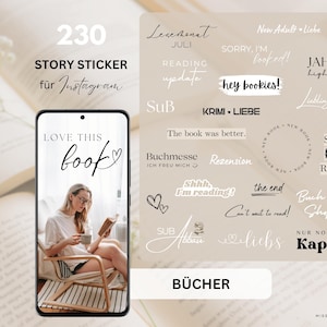 Instagram Story Sticker Bücher | Bookstagram Sticker | digitale Sticker Buchliebhaber | Instagram Vorlage deutsch | bookish Sticker Download