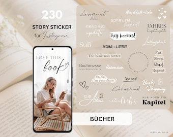 Instagram Story Stickers Books | Bookstagram Stickers | Digital Stickers for Book Lovers | Instagram Templates German | Bookish Sticker Download