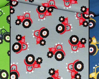 Tissu Jersey Imprimé Tracteurs - Au Mètre - Largeur 148 Cm - Multicolore Pour Vêtements Enfants - Neuf