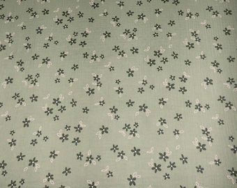 Telas de muselina de gasa doble con estampado floral. Elección de colores. Se vende por metro.