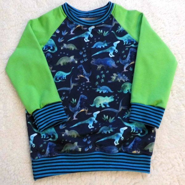 Raglan sweater pullover long sleeve shirt Dinos size. 62 - 140