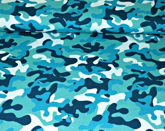 Jersey stretch jersey camouflage camouflage pattern turquoise
