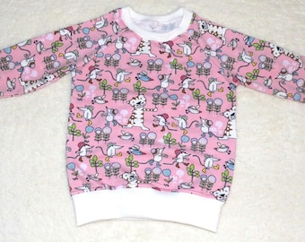 Raglan sweater pullover long-sleeved shirt cat and mouse size. 62 - 140