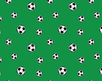 Tissu Popeline De Coton Patchwork Ballons De Football Vert