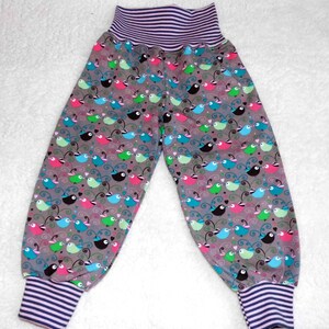Unique bloomer pants for girls, beige birds, size 62 - 158