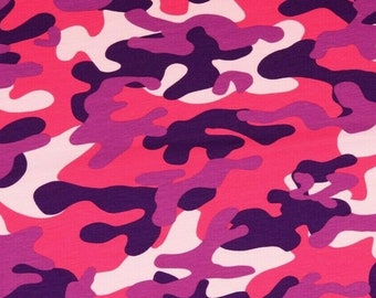 Jersey stretch jersey camouflage camouflage pattern pink - purple