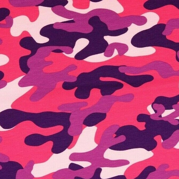 Jersey jersey stretch camouflage motif camouflage rose - violet