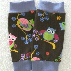 Leg warmers, leg warmers, owls, brown - lilac