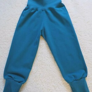 Broeken, groeibroeken, jerseybroeken, effen kleuren, petrol maat. 62 - 158