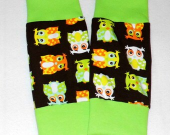 Puños calentadores de piernas calentadores de piernas búho marrón - verde