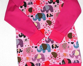 Raglan trui pullover shirt met lange mouwen olifanten roze - roze maat. 62 - 140