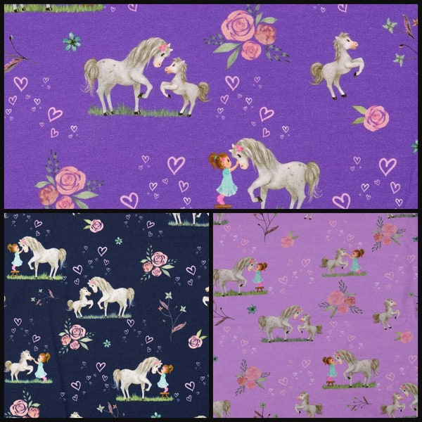 Jersey jersey fabric stretch jersey children's fabric horse color choice sold by the meter