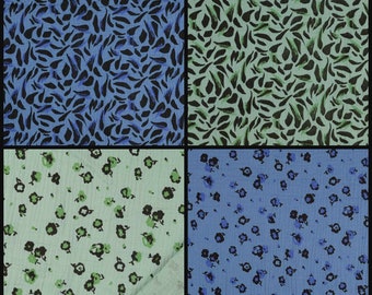 Double gauze muslin fabrics with scattered flowers and leaves, choice of colors