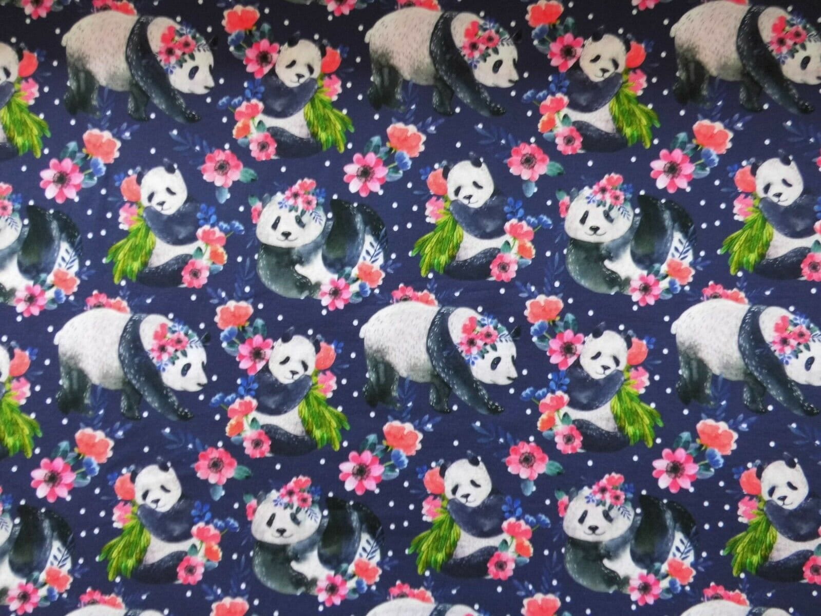 Tessuto jersey elasticizzato jersey di cotone tessuto per bambini panda blu