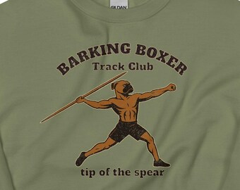 Javelin "Tip of the Spear" Sweatshirt • Track & Field Thrower Crewneck • Javelin Athlete Pullover • Barking Boxer Athletic Apparel.