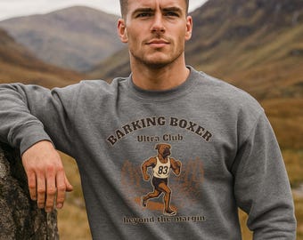 Ultra Runner's "Beyond the Margin" Sweatshirt • Endurance Athlete's Crewneck • Marathoner's Pullover • Barking Boxer Athletic Apparel