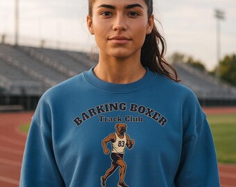 Distance Runner "Oval of Misery" Sweatshirt • Track & Field Runner Crewneck • Endurance Athlete Pullover • Barking Boxer Athletic Apparel