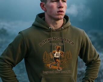 Trail Runner "Beyond the Margin" Hoodie • Endurance Runner Pullover • Ultra Marathon Athlete Hoodie • Barking Boxer Athletic Apparel