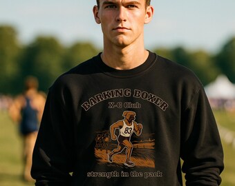 Cross Country "Strength in the Pack" Sweatshirt • Distance Runner Crewneck • Endurance Athlete Pullover • Barking Boxer Athletic Apparel