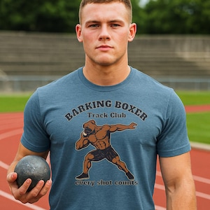 Shot Put "Every Shot Counts" T‑Shirt • Track & Field Thrower Tee • Shot Put Athlete Shirt • Barking Boxer Athletic Apparel.