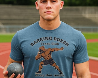 Shot Put "Every Shot Counts" T‑Shirt • Track & Field Thrower Tee • Shot Put Athlete Shirt • Barking Boxer Athletic Apparel.