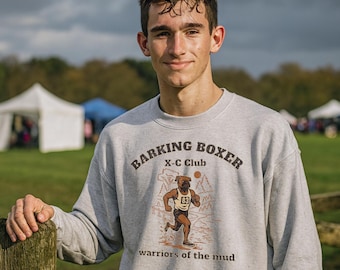 Cross Country "Warriors of the Mud" Sweatshirt • Distance Runner Crewneck • Endurance Athlete Pullover • Barking Boxer Athletic Apparel