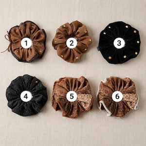 Oversized Patchwork Design Scrunchie | Handmade  Hair Tie | Neutral Boho Hair Accessory | Cottagecore Ponytail Holder | Soft Fabric