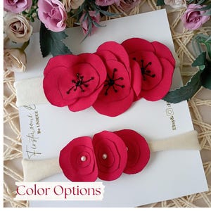 Baby Red Floral Headband, Gift for Headband, Flowers Headband, Baby Hair Bows, Colorfull Flower Headband, Baby Girl Headband,Infant Headband