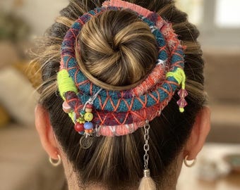 Boho Beaded Hair Wrap, Handmade Tribal Festival Accessory