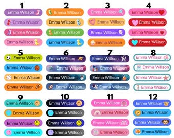 Personalized Waterproof Name Labels, Fun Kid Icons