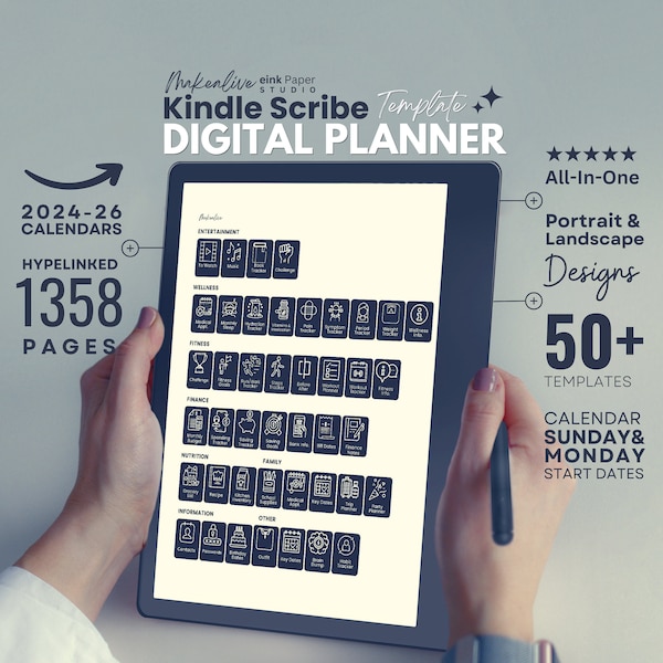 Kindle Scribe Template | Calendar 2024 | 2025 | 2026 | All-in-One | Digital Planner | The Best Way To Take Notes Explained + Meeting