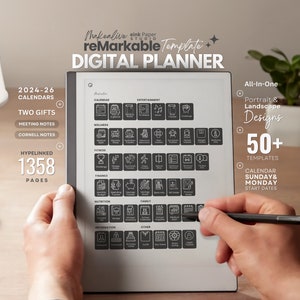remarkable Template | Calendar | 2024 | 2025 | 2026 | All in one Digital Planner | remarkable 2 template | planner | 10.3-inch